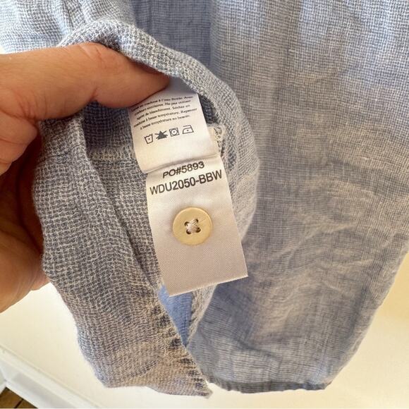 Faherty Hana Blue Basketweave Linen Shift Shirt Dress Pockets XS - Picture 11 of 11